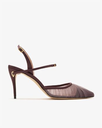 Burgundy Mesh Slingbacks