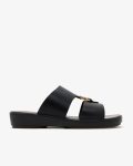 Leather Buckle Slide Sandals