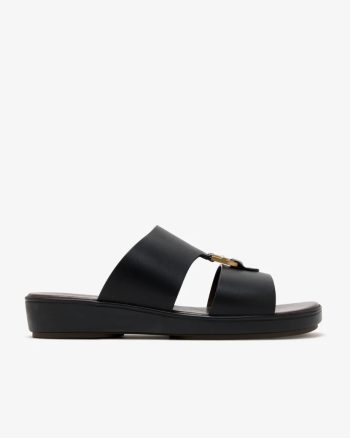 Leather Buckle Slide Sandals